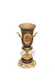 فازة خزف بوهيمي - لون كحلي - نحاس مطلي ذهب