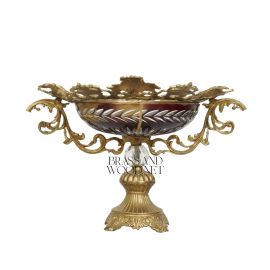 Antique Decorative Platter – Brass & Crystal 