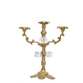 Antique Brass Candlestick (Crystal Sphere)