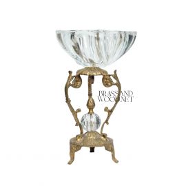 Antique Crystal & Brass Ashtray 