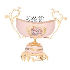 بونبونيرة خزف بوهيمي نحاس مذهب - وردي