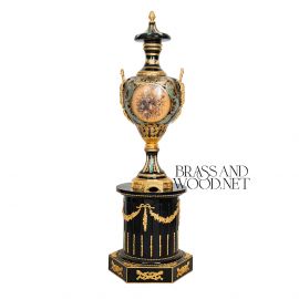 فازا خزف اسود بالقاعده - نحاس مطلي ذهب