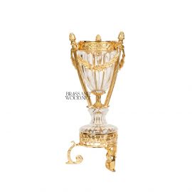 مبخرة كريستال نحاس مطلي ذهب مقاس صغير