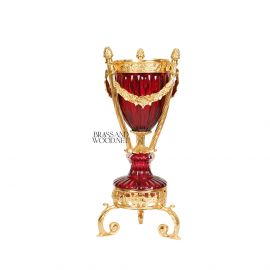 مبخرة كريستال  نحاس مطلي ذهب لون نبيتي مقاس صغير