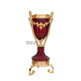 مبخرة كريستال نحاس مطلي ذهب لون نبيتي مقاس كبير