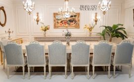 طاولة طعام صدف اوف وايت 14 كرسي + بوفيه