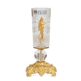 فازة كريستال ريشه حفر يدوي - نحاس مطلي ذهب