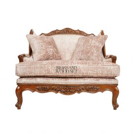 فوتيه كلاسيك فاخر بتنجيد مخملي ونقوش خشبية