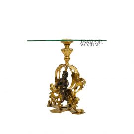 طاولة ركنية نحاس معتق بسطح زجاجي تصميم ملكي