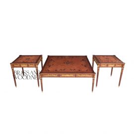 طقم طاولات كلاسيك ماركتريه خشب و نحاس