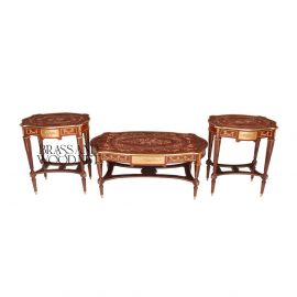طقم طاولات خشب و نحاس ماركتريه 