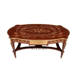 طاولة وسطية تصميم مميز خشب ونحاس