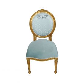 كرسي سفرة بدون يد بتنجيد ازرق