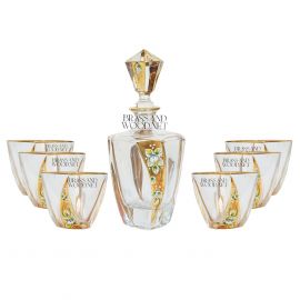 طقم عصير كريستال وخزف (ذهبي)