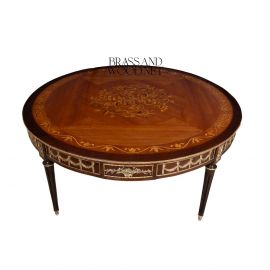 طاولة وسطية ماركنريه خشب و نحاس