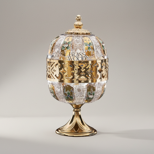 Arabesque Lattice Crystal & Brass Globe Incense Burner with Finial Lid