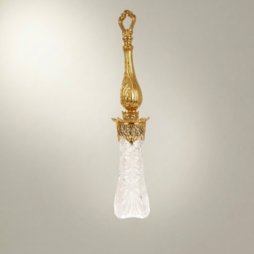Baroque Arabesque Brass & Crystal Incense Snuffer - Baluster Handle with Cut-Crystal Bell