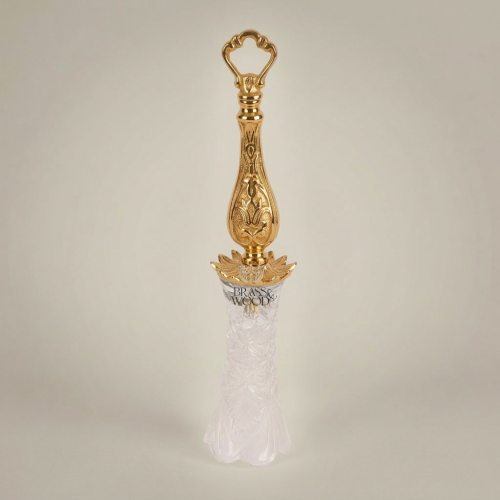 Baroque Arabesque Brass & Crystal Incense Snuffer - Baluster Handle with Cut-Crystal Bell