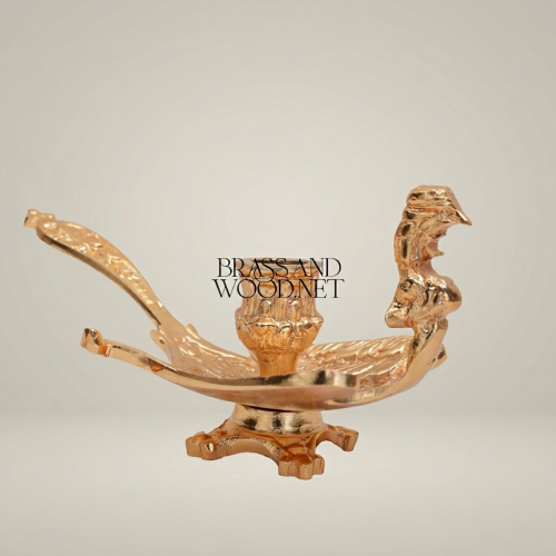 Baroque Brass Bird-Form Candle Holder with Ornate Floral Base