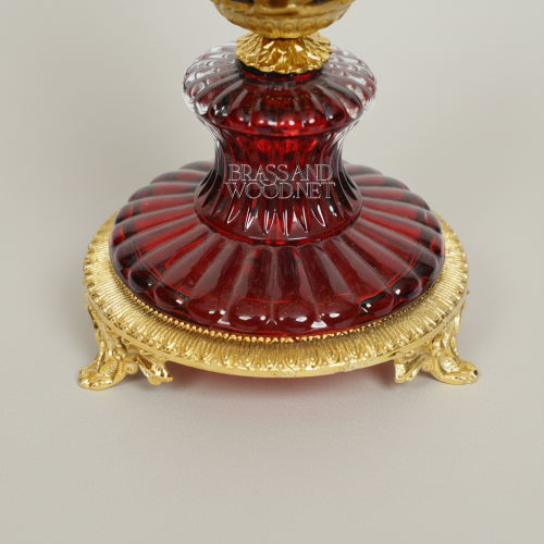 Baroque Crystal Goblet Incense Burner with Acanthus Brass Mounts