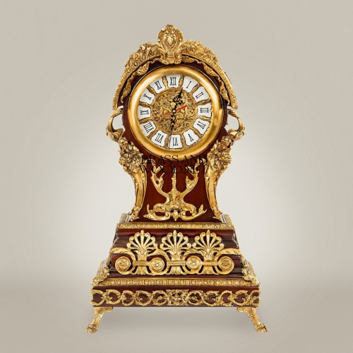 Baroque Mantel Clock with Ormolu Mounts, Acanthus Crest & Roman Numeral Dial