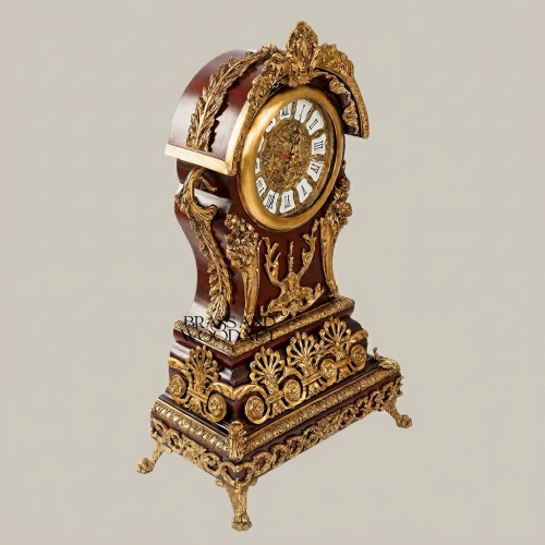 Baroque Mantel Clock with Ormolu Mounts, Acanthus Crest & Roman Numeral Dial