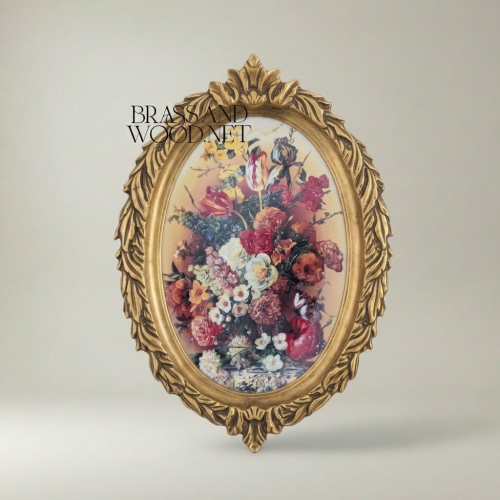 Baroque Oval Decorative Wall Plate - Ornate Floral Botanical Print