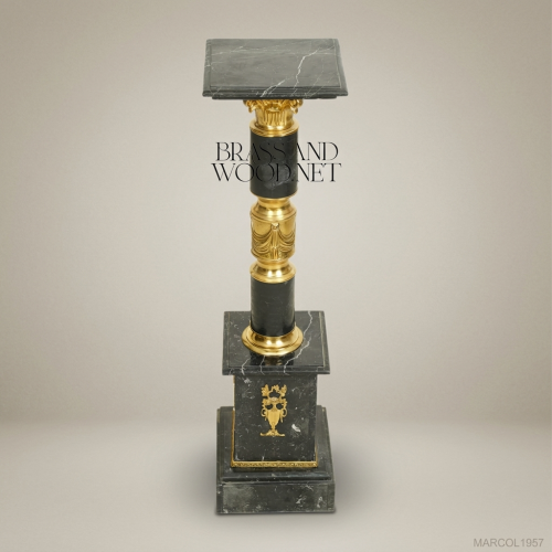 Empire Marble Pedestal Column with Gilt Bronze Mounts
