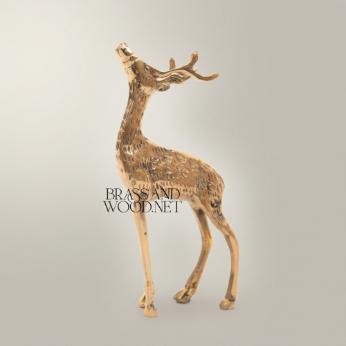 Handcrafted Brass Wildlife Sculpture Set - Deer & Giraffe Figurines