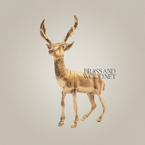 Handcrafted Brass Wildlife Sculpture Set - Deer & Giraffe Figurines