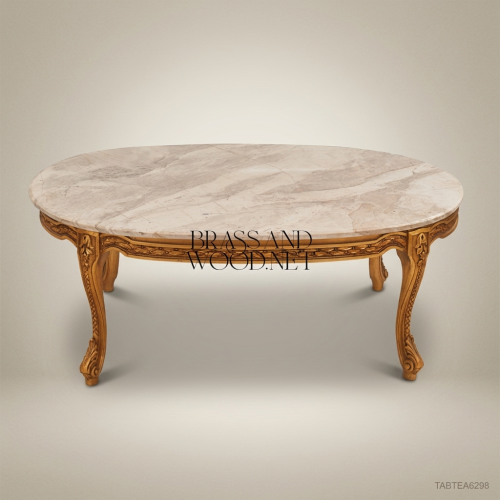 Louis XV Gold-Leaf Coffee Table with Marble Top