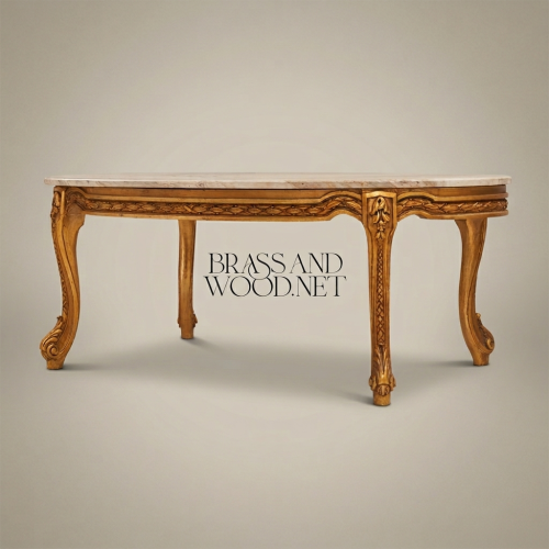 Louis XV Gold-Leaf Coffee Table with Marble Top