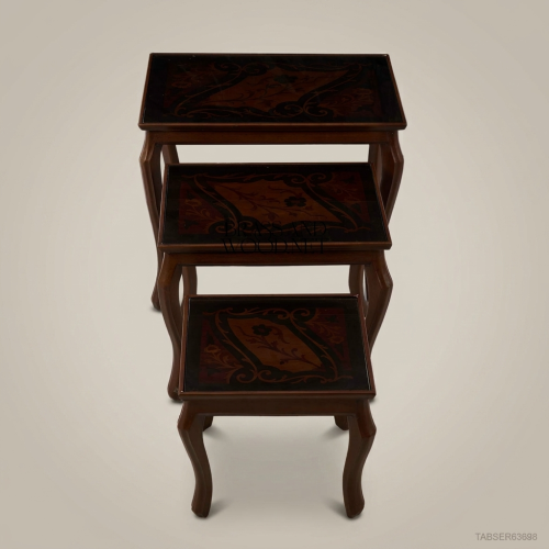 Louis XV Nesting Tables Set – Marquetry Inlaid Walnut