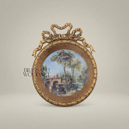 Louis XVI Circular Decorative Plate with Bow Crest & Pastoral Scene