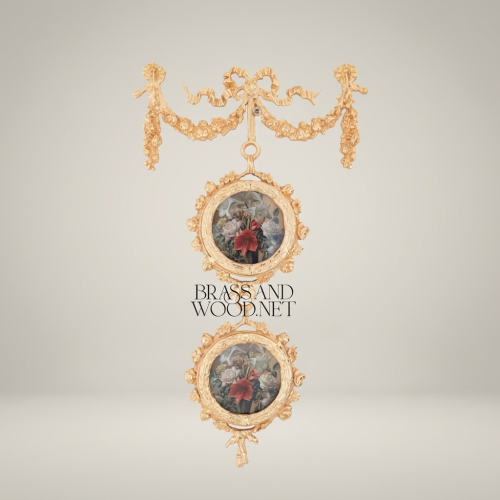 Louis XVI Neoclassical Brass Wall Hanging Floral Medallion Garland Swag Ornate Frame – Brass and Wood Gold Front | Brass & Wood