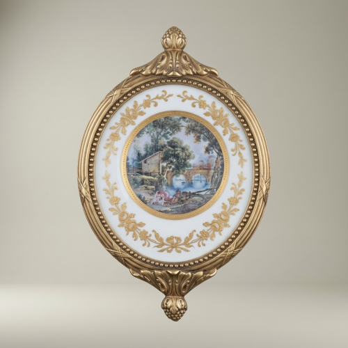 Louis XVI Neoclassical Decorative Wall Plate with Pastoral Scene Medallion