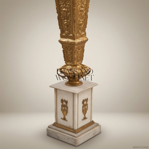 Louis XVI Neoclassical Marble & Gilt Bronze Pedestal Column