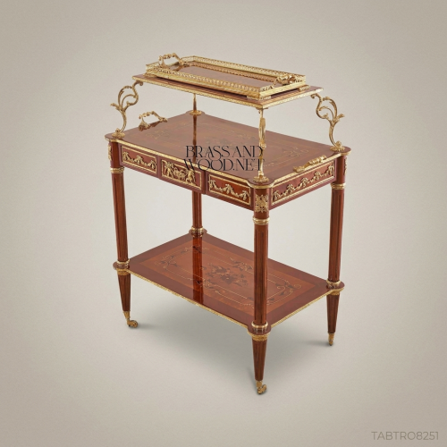 Louis XVI Neoclassical Tea Trolley with Ormolu Mounts & Marquetry