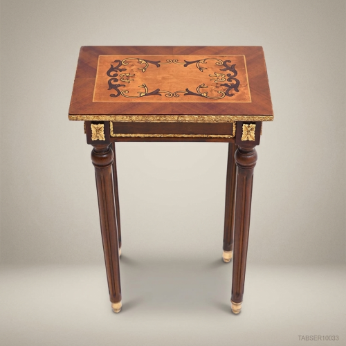 Louis XVI Nesting Service Tables – Marquetry & Brass Inlay Set of 4