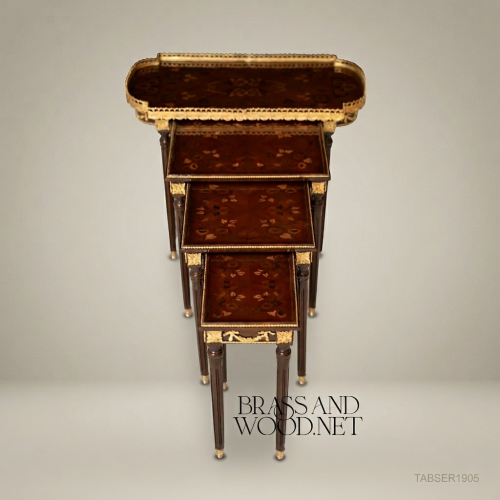 Louis XVI Nesting Service Tables – Marquetry & Gilt Bronze