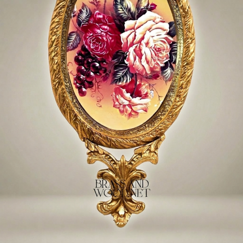 Louis XVI Oval Floral Medallion Wall Plaque - Gilded Ribbon Crest & Acanthus Base