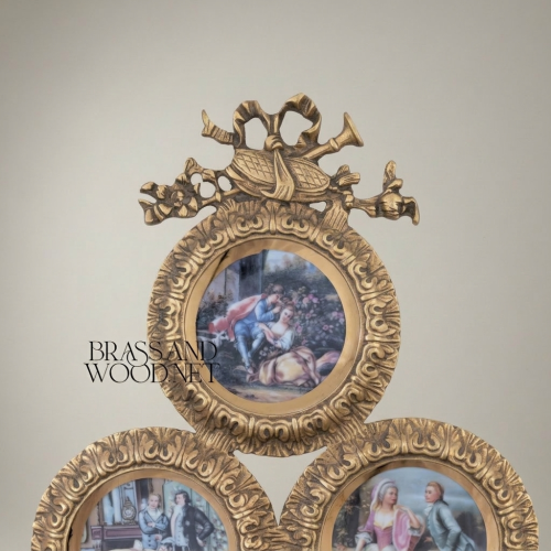Louis XVI Rococo Triple Round Wall Frame Set with Trumpet Crest & Acanthus Motifs