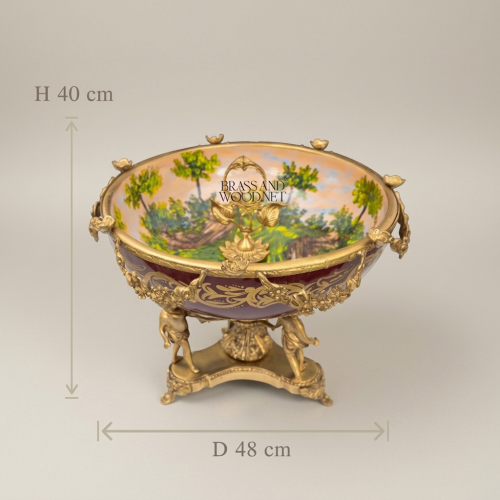 Napoleon III Porcelain Centrepiece Bowl with Figural Brass Putto Stand