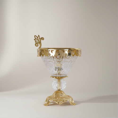 Neoclassical Crystal & Brass Incense Burner with Acanthus Pedestal Base