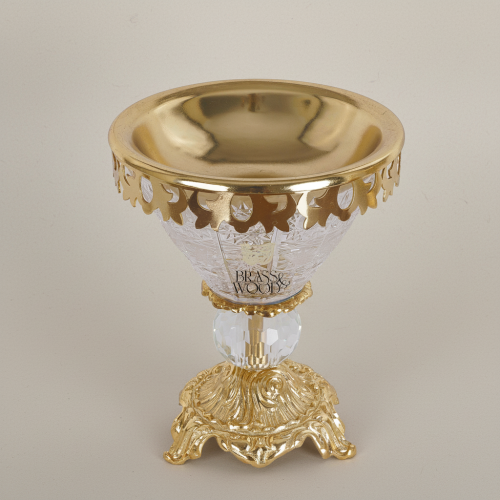 Neoclassical Crystal & Brass Incense Burner with Acanthus Pedestal Base