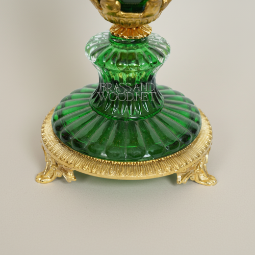 Neoclassical Emerald Crystal Censer with Ormolu Acanthus Mounts and Fluted Goblet Body