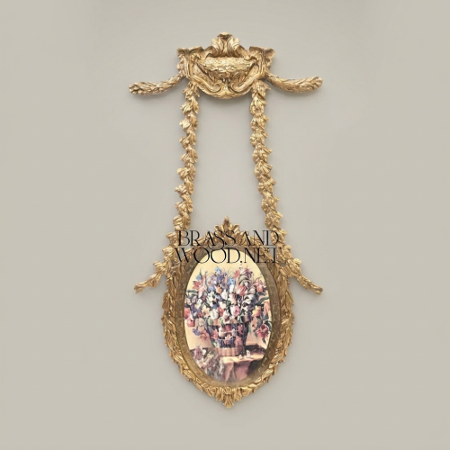 Neoclassical Laurel Swag Oval Wall Frame with Cartouche Crest