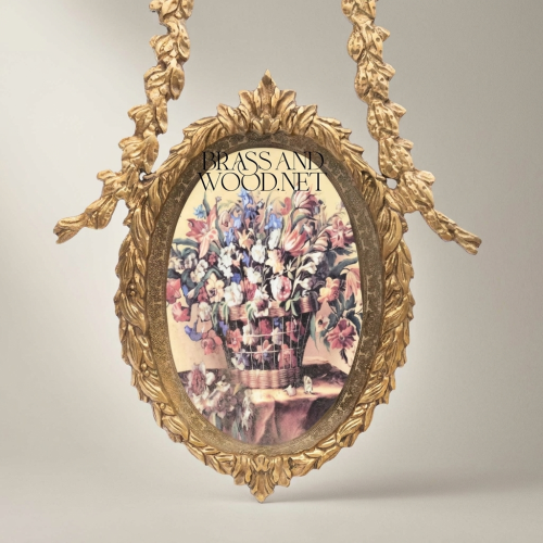 Neoclassical Laurel Swag Oval Wall Frame with Cartouche Crest