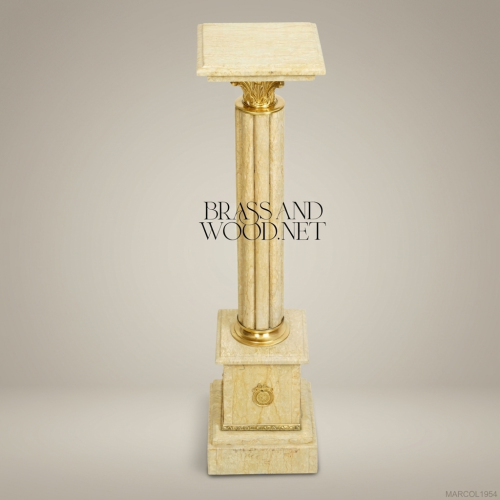Neoclassical Marble & Brass Column Pedestal