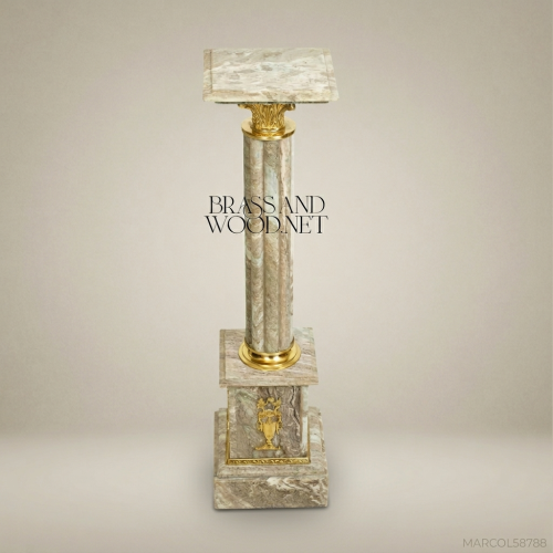 Neoclassical Marble Pedestal Column with Gilt Bronze Mounts
